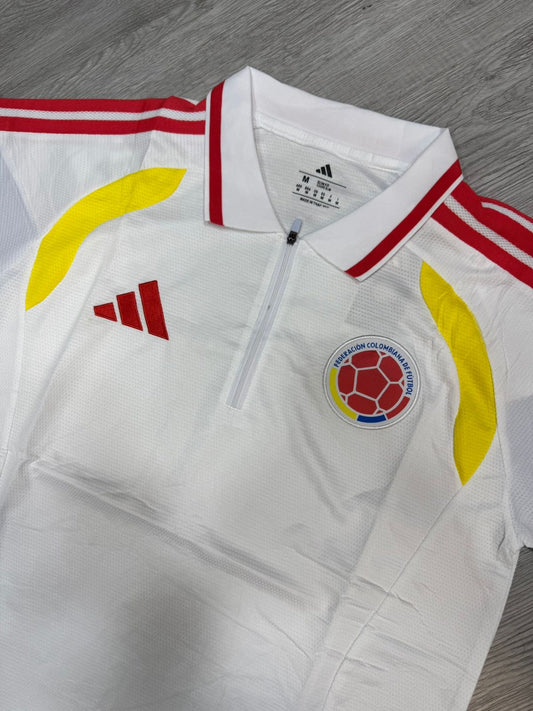 Camiseta presentación tipo polo blanco Colombia Mundial 2026