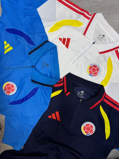 Camiseta presentación tipo polo blanco Colombia Mundial 2026