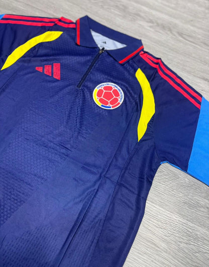 Camiseta presentación tipo polo azul Colombia Mundial 2026