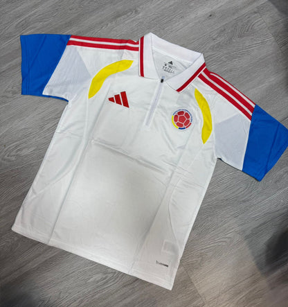 Camiseta presentación tipo polo blanco Colombia Mundial 2026